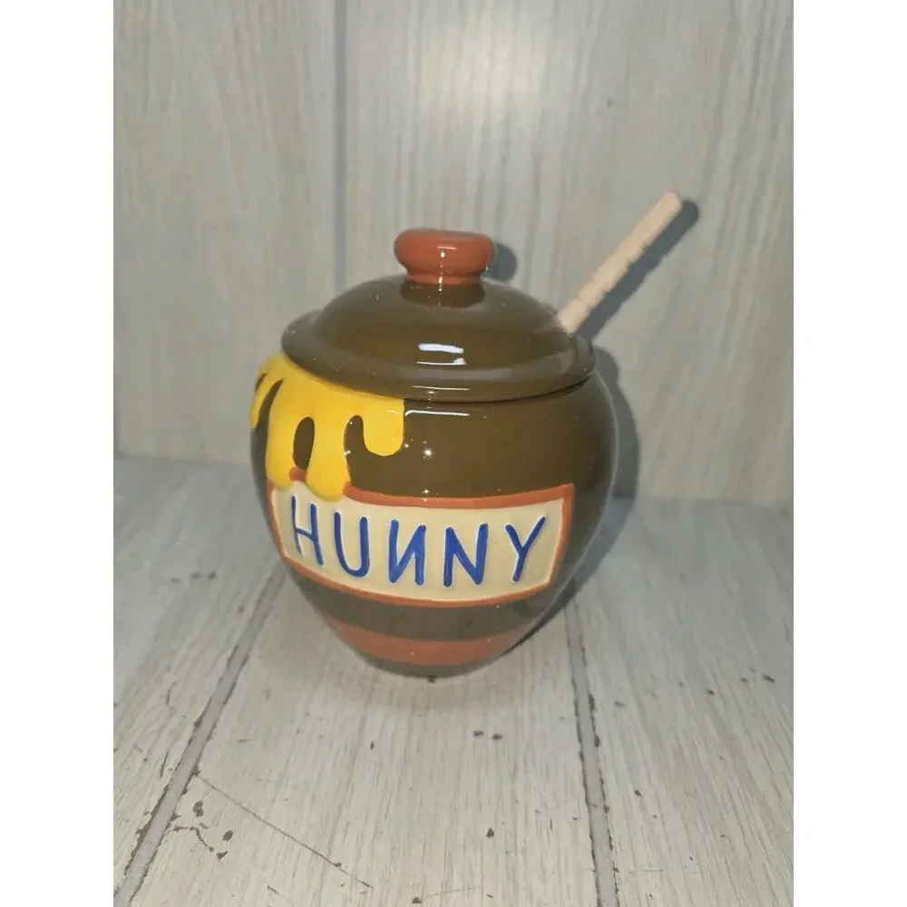 Disney Winnie The Pooh Hunny Pot Honey Jar Trinket Treat Jar Cute Kitschy NIB